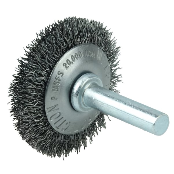 Weiler 1-1/2" Wire Wheel, .006" Steel Fill, 1/4" Stem - 17901