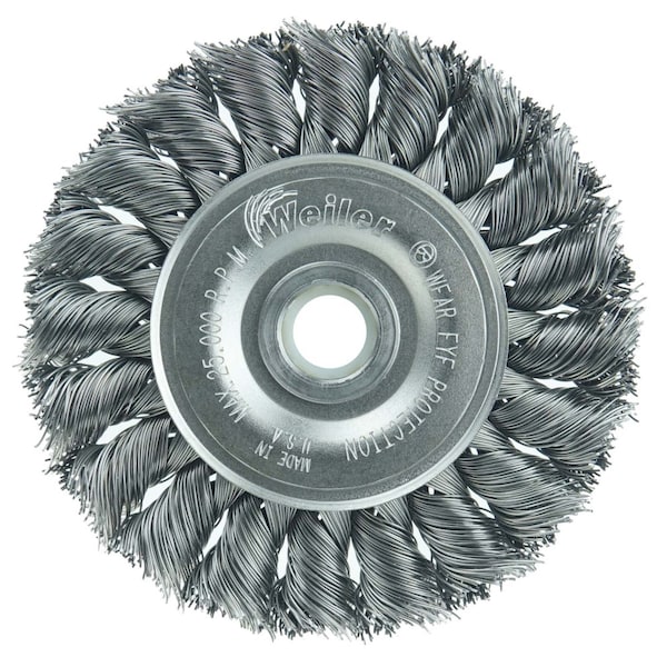 Weiler 3" Standard Twist Knot Wire Wheel, .014" Steel Fill, 1/2"-3/8" - 8014