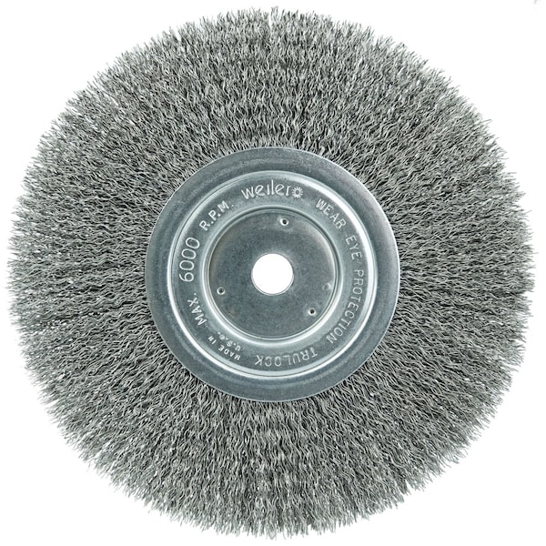 Weiler 8" Narrow Face Crimped Wire Wheel, .014" Steel Fill, 5/8" Arbor Hole - 1175