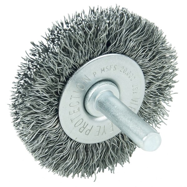 Weiler 2" Wire Radial Wheel, .0118" Steel Fill, 1/4" Stem - 17956
