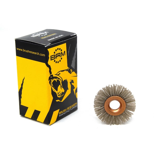 Brush Research Manufacturing CY112120AO Abrasive Nylon Copper Center Wheel, 1.5" Dia., 120AO, .375" Arbor Hole, .375" Trim - CY112120AO
