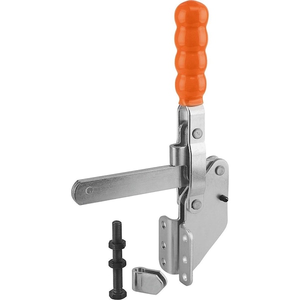Kipp Toggle Clamp Standard Steel, Angled Foot, Comp:Plastic, Comp:Orange - K0064.0300