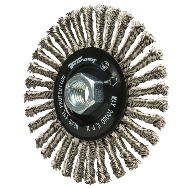 Forney Command PRO Wire Wheel, Stringer Bead, Stainless Steel, 4 in x .020 in x 5/8 in-11 - 72804