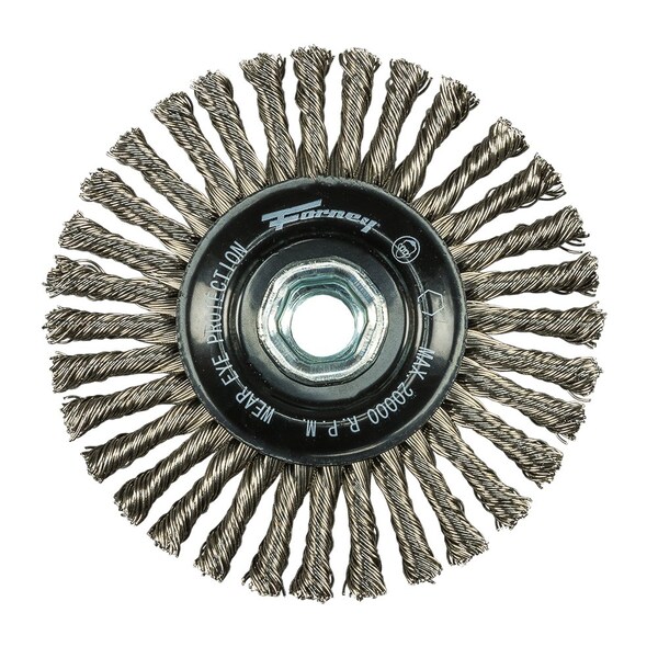 Forney Command PRO Wire Wheel, Stringer Bead, Stainless Steel, 4 in x .020 in x 5/8 in-11 - 72804