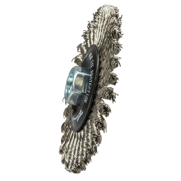 Forney Command PRO Wire Wheel, Stringer Bead, Stainless Steel, 4 in x .020 in x 5/8 in-11 - 72804