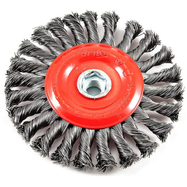Forney Wire Wheel, Knotted, 6 in x .020 in x 5/8 in-11 Arbor - 72758