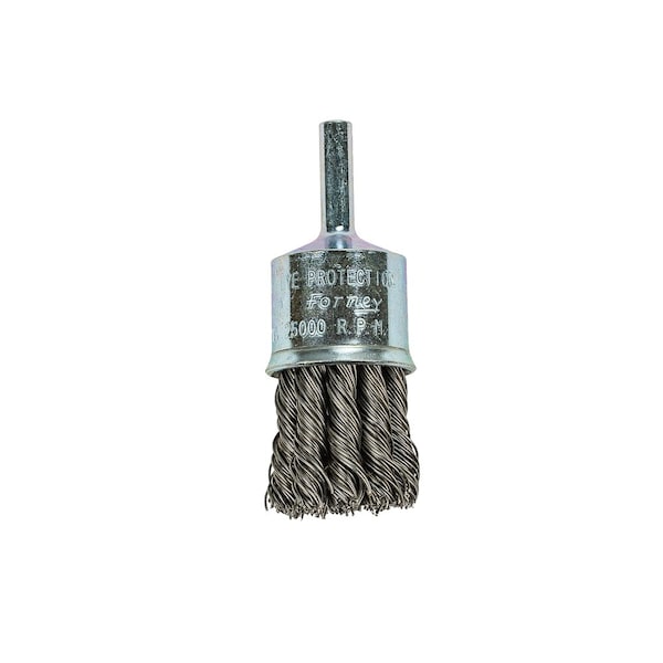 Forney Command PRO End Brush Knotted, 1 in x .020 in x 1/4 in Shank, Bulk - 72266