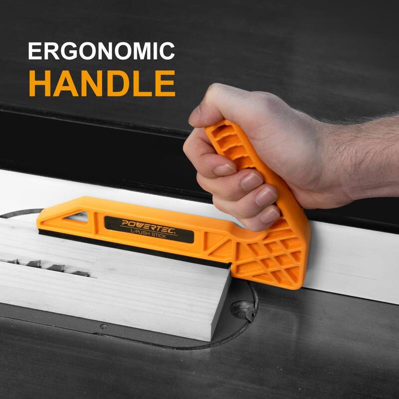 Empuje de plástico en L POWERTEC Deluxe de forma L para herramientas de empuje de carpintería (paquete de 2) - 71338