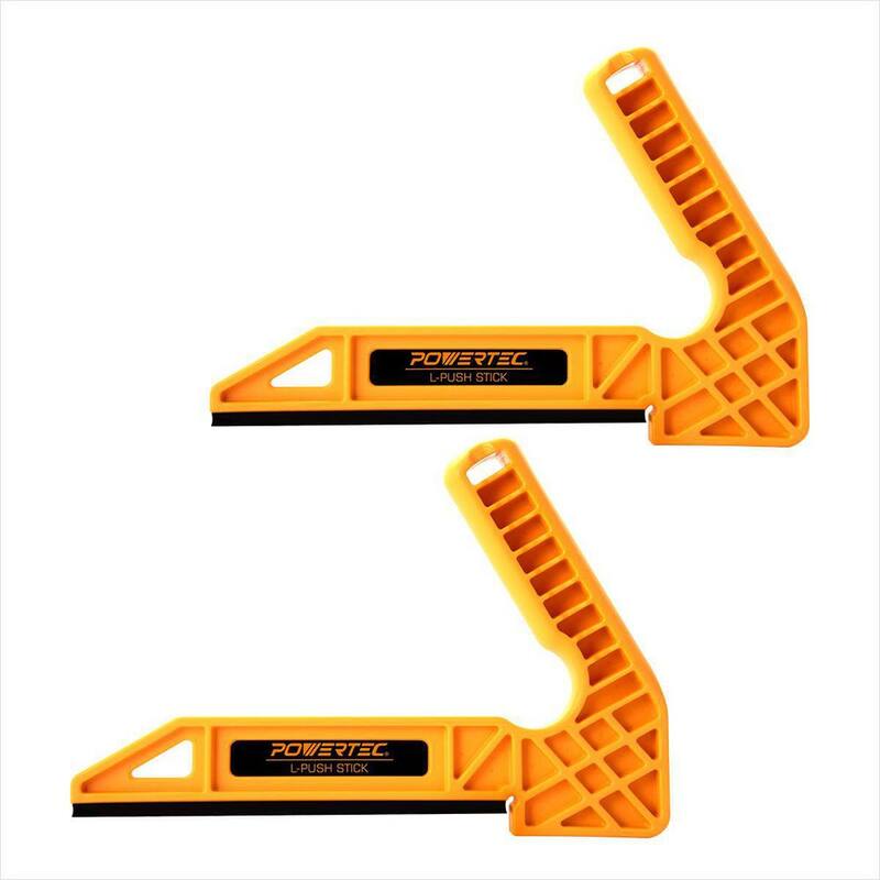 Empuje de plástico en L POWERTEC Deluxe de forma L para herramientas de empuje de carpintería (paquete de 2) - 71338