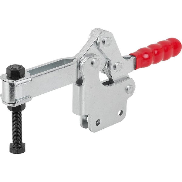 Kipp Toggle Clamp Standard L=308, Form:B Steel, Vertical Foot, Comp:Plastic, Comp:Red, F2=6400 - K1239.06400