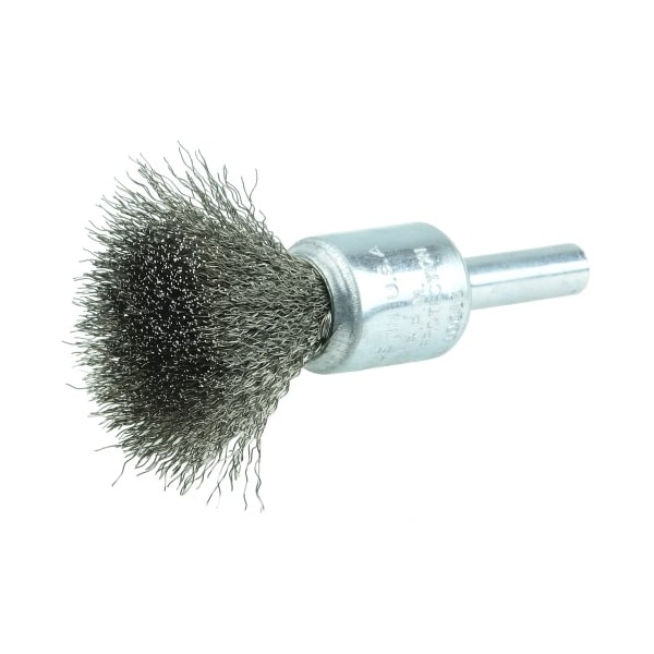 Weiler 1/2" Crimped Wire End Brush, .0104" Stainless Steel Fill - 10014