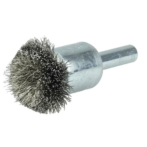 Weiler 1" Circular Flared Crimped Wire End Brush .006" Stainless Steel Fill - 10042