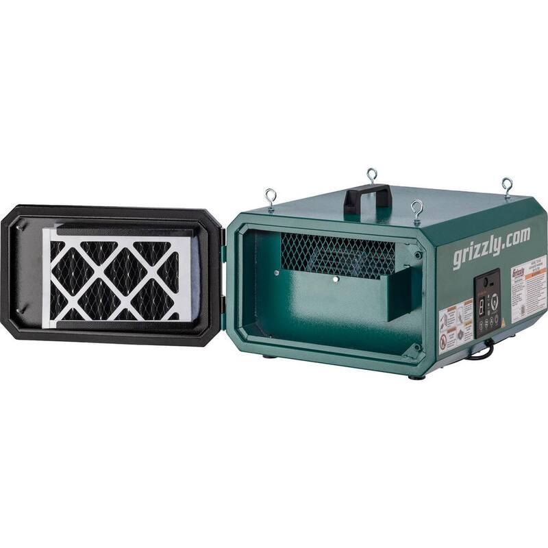 Filtro de aire colgante Grizzly Industrial de 3 velocidades con HEPA - T33150