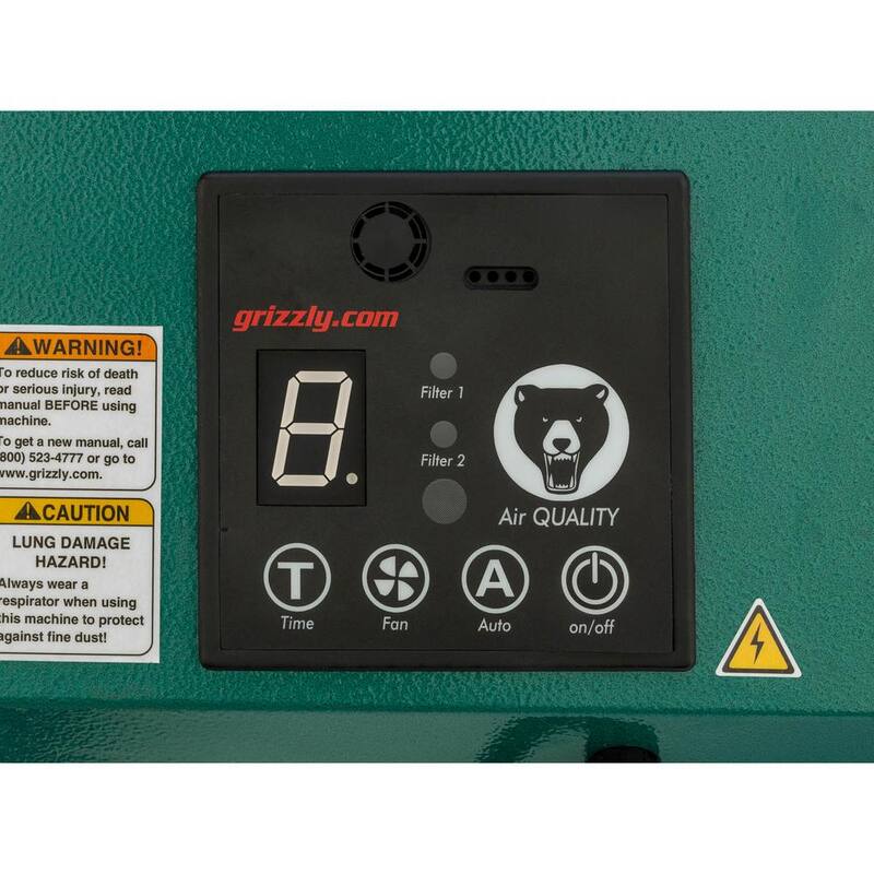 Filtro de aire colgante Grizzly Industrial de 3 velocidades con HEPA - T33150