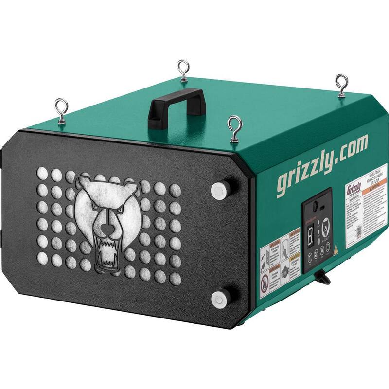 Filtro de aire colgante Grizzly Industrial de 3 velocidades con HEPA - T33150