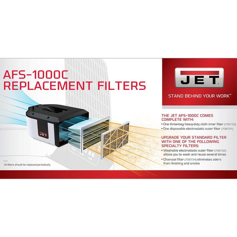 Sistema de filtración de aire Jet AFS-1000C de 1000 CFM y 6 velocidades con control remoto - AFS-1000C