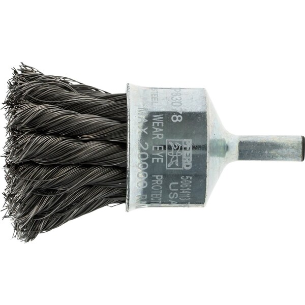 Pferd Knot Wire End Brush 1'' Dia. Flared Cup .006 Carbon Steel 1/4'' Shank - 83078