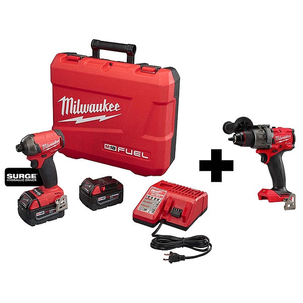Milwaukee Tool Hydraulic Driver Kit, 18 V, Includes Batteries (5.0 Ah) & Charger - 2760-22, 2904-20