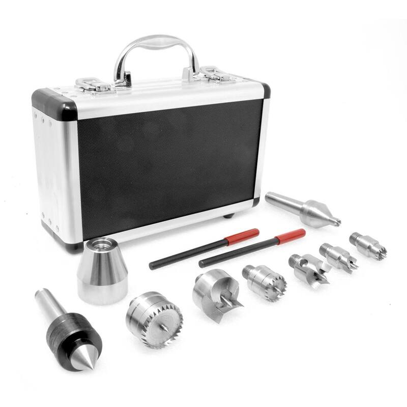 Kit de impulso y centro vivo para torno de madera MT2 WEN con estuche de aluminio (9 piezas) - LA0009