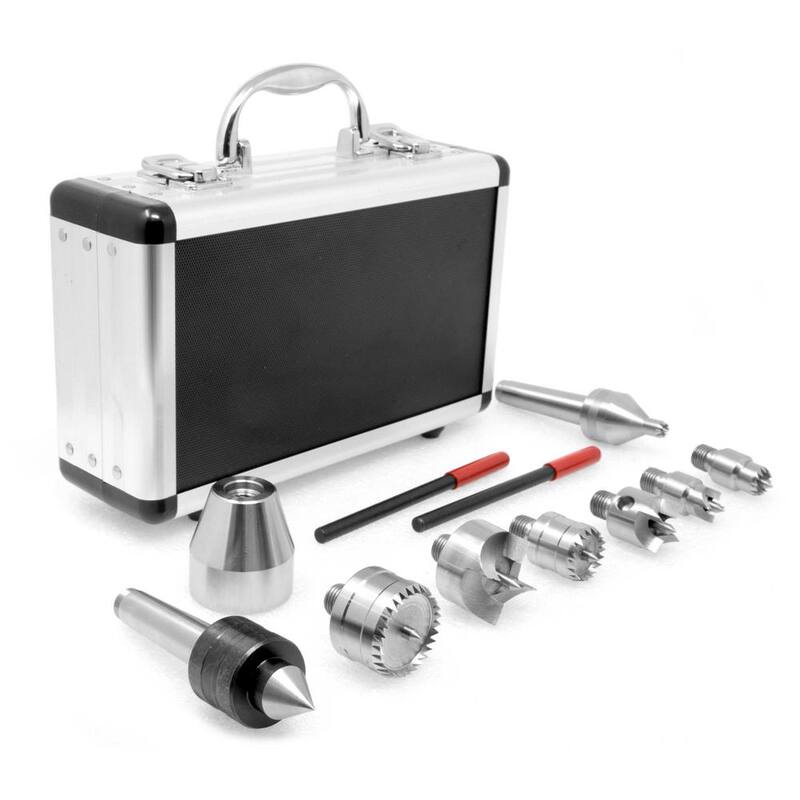 Kit de impulso y centro vivo para torno de madera MT2 WEN con estuche de aluminio (9 piezas) - LA0009