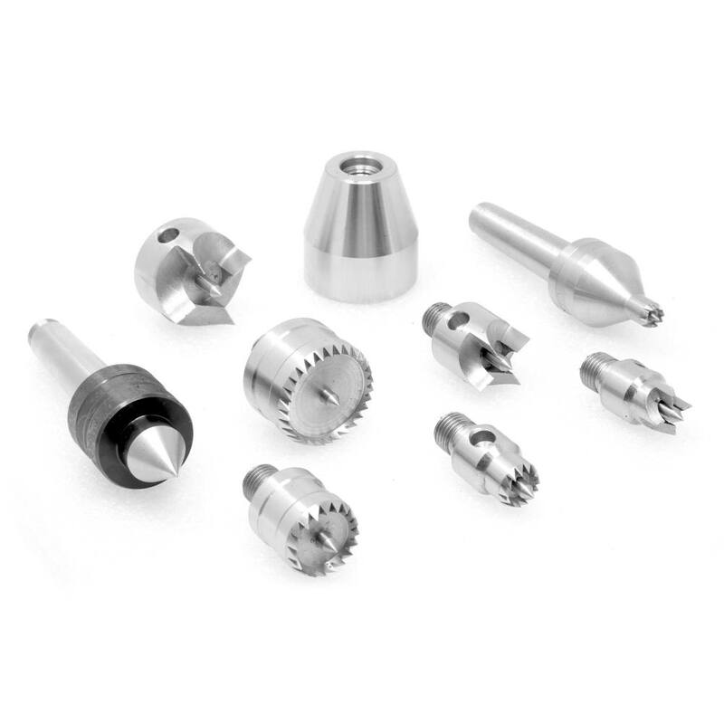 Kit de impulso y centro vivo para torno de madera MT2 WEN con estuche de aluminio (9 piezas) - LA0009