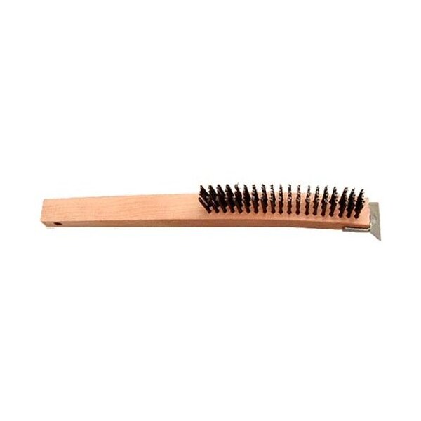 Gordon Brush 4x19 Row 0.013" CS Wire, 13-3/4" Wood Handle w Scraper Scratch Brush - 414CSCG