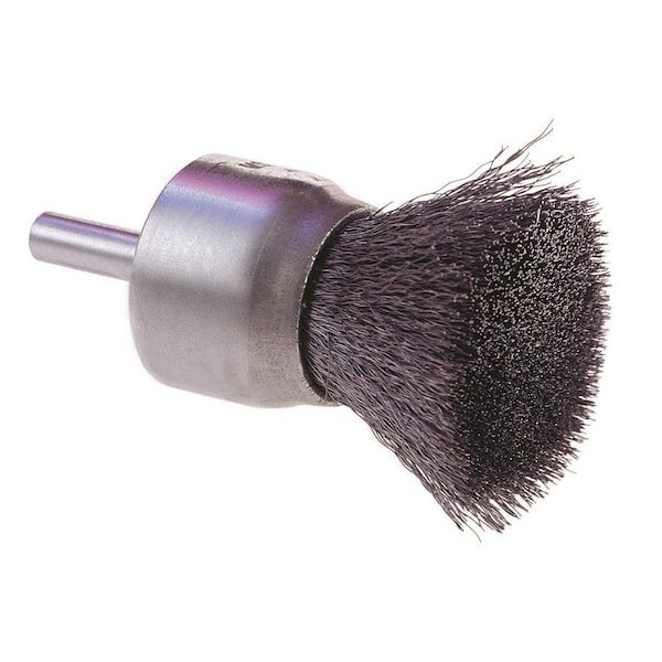 Osborn Crimped Wire End Brush, Dia.=1in., Length=2-7/8in., Fill Dia.=.006, Max RPM=20,000, 1/4in. shank - 30063