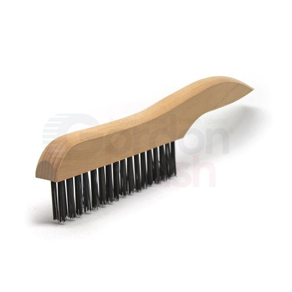 Gordon Brush 2 x 17 Row 0.013" Carbon Steel Wire and Wood Shoe Handle Scratch Brush - 442CSG