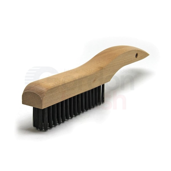 Gordon Brush 4 x 16 Row 0.013" Carbon Steel Wire and Wood Shoe Handle Scratch Brush - 444CSG