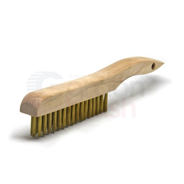 Gordon Brush 3 x 16 Row 0.006" Brass Wire and Wood Shoe Handle Plater Brush - 443B006G