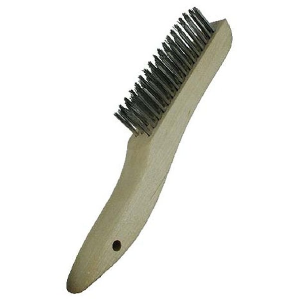 Gordon Brush 4 x 16 Row 0.006" SS Wire and Wood Shoe Handle Plater's Brush - 444SS006G