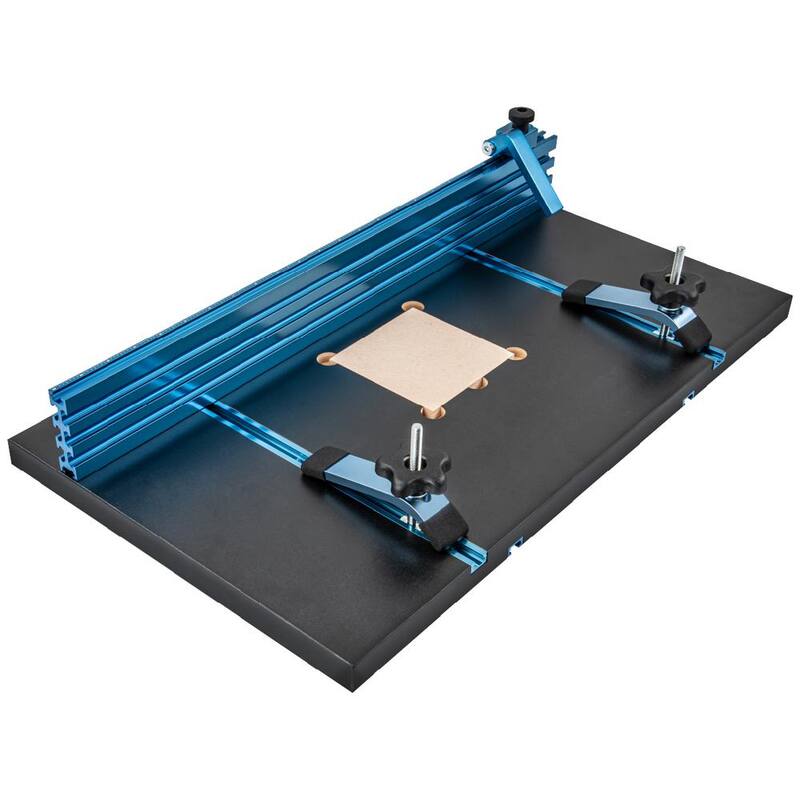 Mesa para taladro de 14 in. x 24 in. POWETEC con sistema de cerco completo de aluminio Multi T-Track para trabajo en madera profesional - 71539.