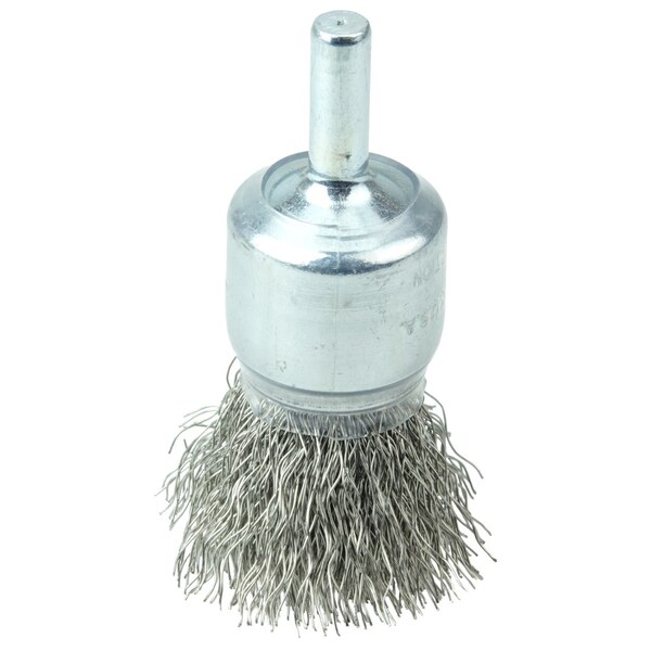 Weiler 3/4" Coated Cup Crimped Wire End Brush, .0104" Stainless Steel Fill - 11014