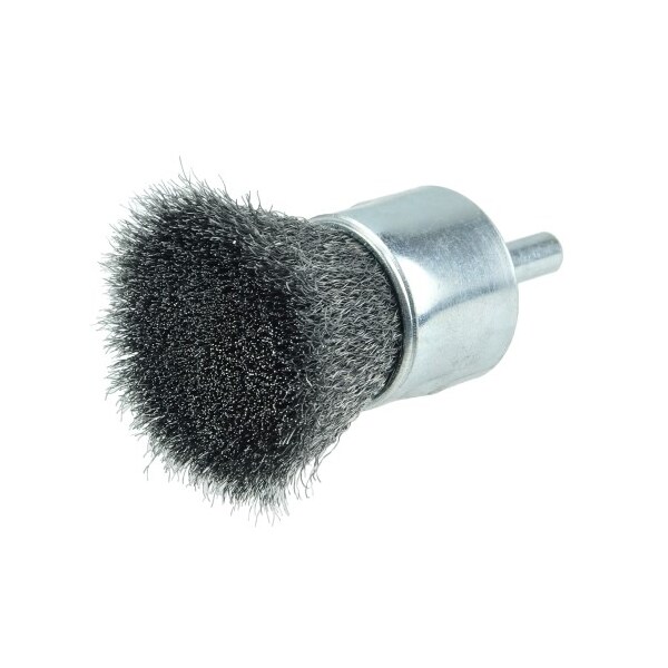 Weiler Wolverine 1" Crimped Wire End Brush, .006" Steel Fill, 1/4" Stem - 36284