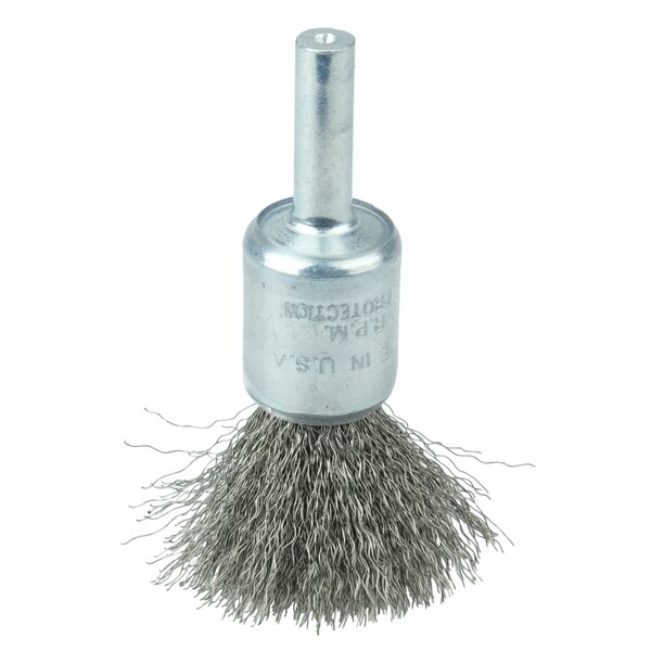Weiler Coated Cup Crimped Wire End Brush 1/2", .006" Stainless Steel Fill - 11010