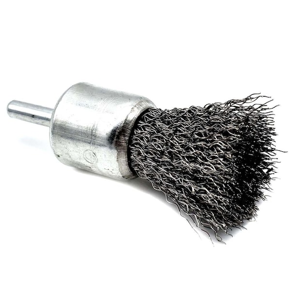 Superior Steel 1" End Brush 1/4" Shank - Crimped Wire 4500 RPM - S1848