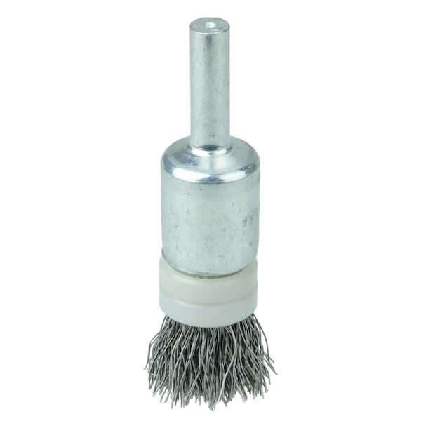 Weiler Banded Crimped Wire End Brush 1/2", .006" Stainless Steel Fill - 11110