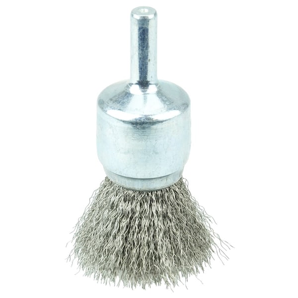 Weiler 3/4" Crimped Wire End Brush, .0104" Stainless Steel Fill - 10018