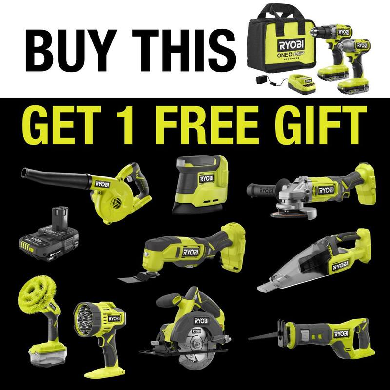 RYOBI ONE+ HP 18V Juego inalámbrico de taladro/driver y destornillador de impacto sin escobillas de 1/2 pulgada con (2) baterías de 2.0 Ah, cargador y bolsa - PBLCK01K