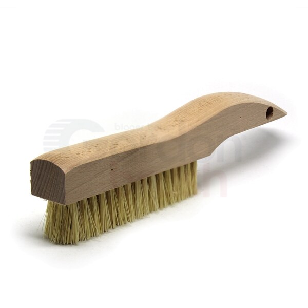 Gordon Brush 4 x 16 Row Tampico Bristle and Wood Shoe Handle Plater Brush - 444T