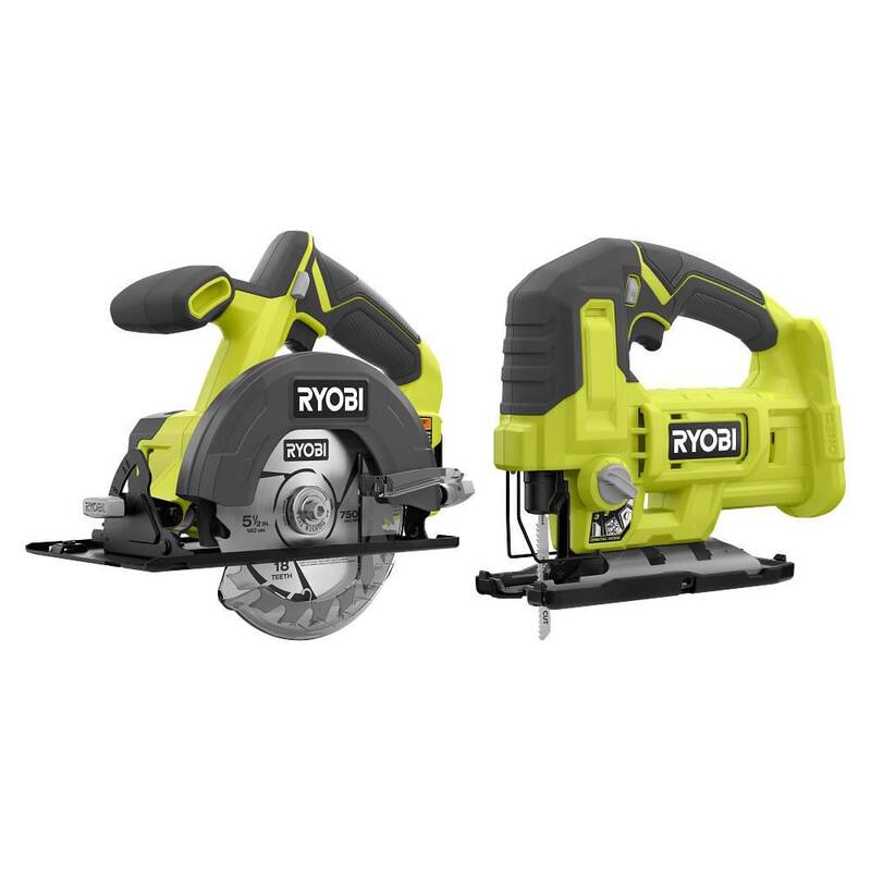 RYOBI ONE+ 18V Kit de Combo Inalámbrico de 2 Herramientas con Sierra Circular de 5-1/2 in y Sierra de Calar (Herramientas Únicamente) - PCL500525SB
