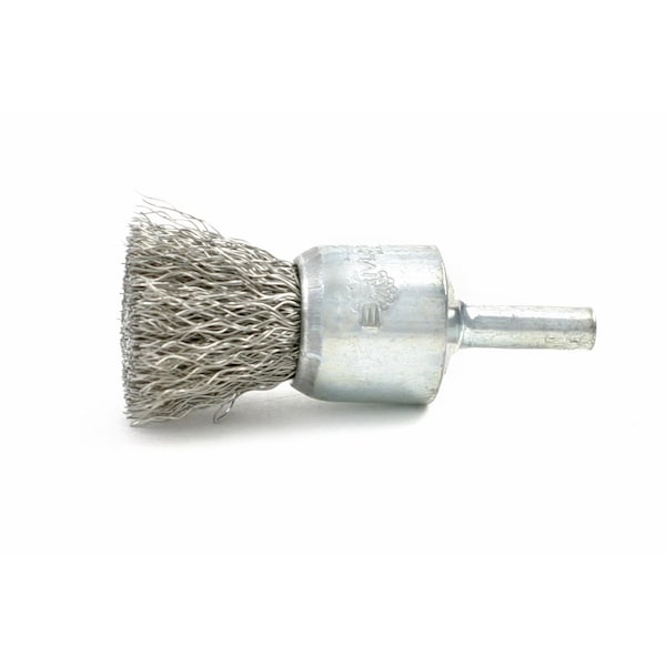 Brush Research Manufacturing BNS614 Solid End Brush. .750" Dia., .014CS, .875" Trim Length, .250" Shank Diameter - BNS614