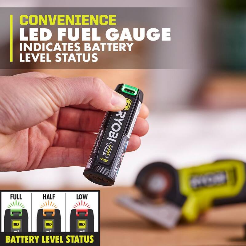 RYOBI USB Kit Combo de 4 herramientas con destornillador, pluma de pegamento, herramienta rotativa, cortador de energía, (2) baterías y cargador - FVK102K2