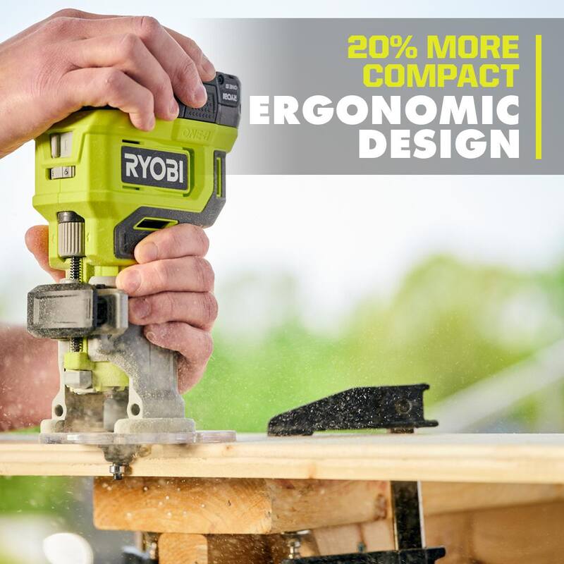 RYOBI ONE+ 18V Kit de Combo Inalámbrico de 2 Herramientas con Router de Base Fija Compacta y Lijadora Orbital Aleatoria de 5 pulgadas (Solo Herramientas) - PCL406424SB