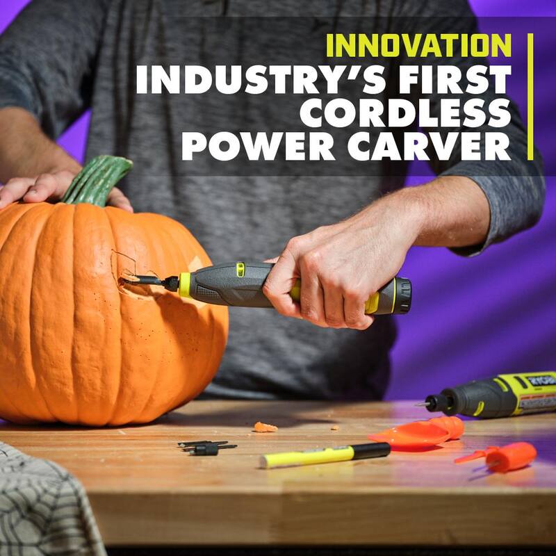 RYOBI USB LITHIUM 2-Tool Combo Kit con Herramientas para Tallar Calabazas - FVH101K2SB