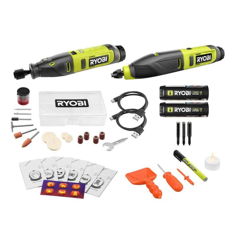 RYOBI USB LITHIUM 2-Tool Combo Kit con Herramientas para Tallar Calabazas - FVH101K2SB