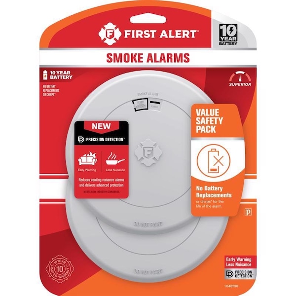 First Alert First Alert 2 Pack 10 year Battery-Powered Photoelectric Smoke Detector 2 pk - 1046736
