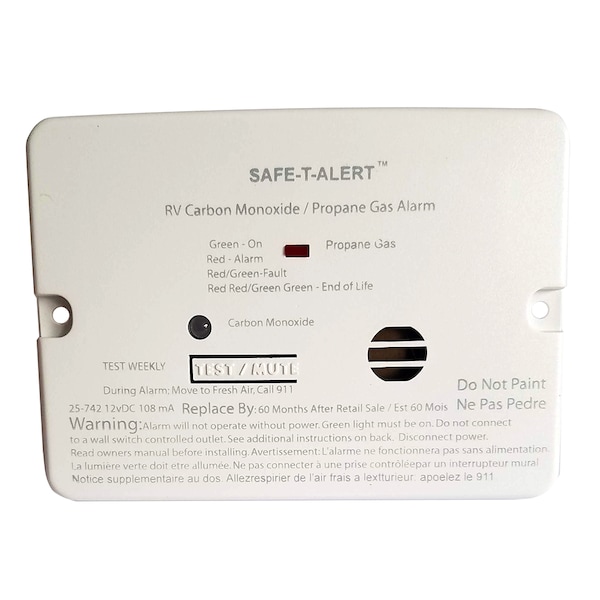 Safe-T-Alert Combo Carbon Monoxide Propane Alarm - Surface Mount - Mini - White - 25-742-WHT