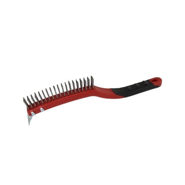 Warner Soft Grip 14" Steel Wire Brush with Scraper, 3x13 Bristle Row - 3410482
