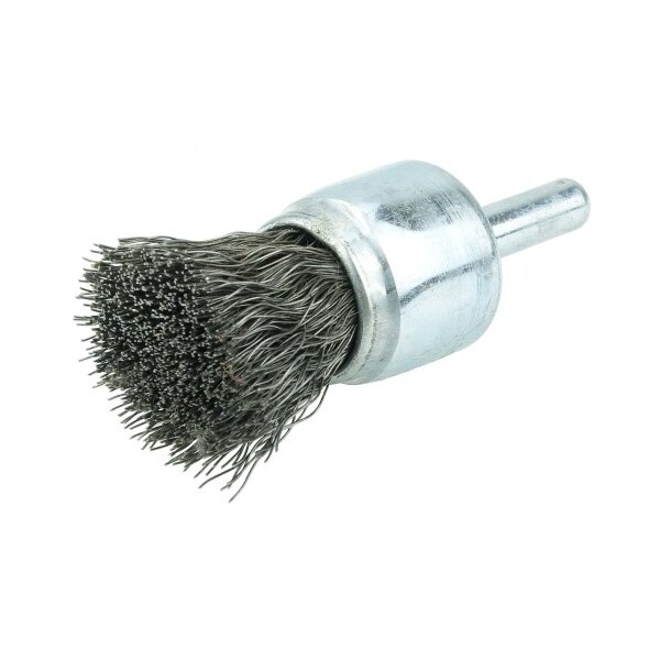 Weiler Wolverine 3/4" Crimped Wire End Brush, .0104" Steel Fill, 1/4" Stem - 36247